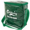 Carlsberg kylväska; med plats för oumbärliga kylda dryckernär det behövs.... Plats för c:a 6 st 33cl flaskor/burkar. Höjd 25cm, bredd 20cm, djup 13cm.




