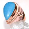 Blå kalcedon smycke ring koppar storlek 8