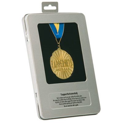 Medalj i etui och ramfot Tapperhetsmedalj