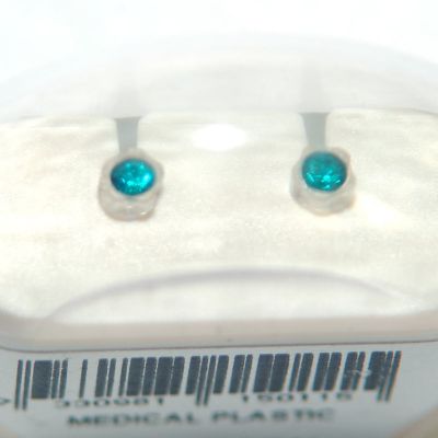 Blomdahl örhänge i medical plast blue zircon
