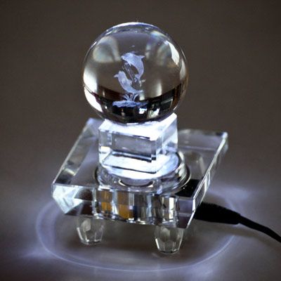 Kristallglas delfiner 8cm med ljusbox i fasetterat glas inklusive adapter