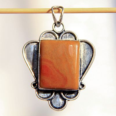 Orange agat smycke hnge .925 silver 5,3 cm
