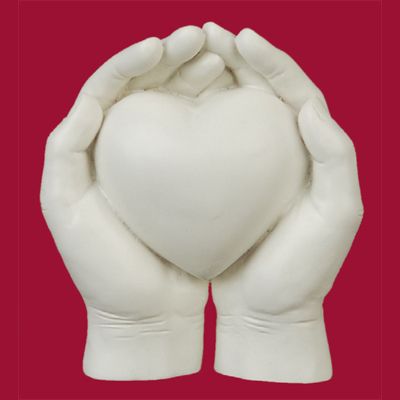 Hand med hjrta vit 11cm