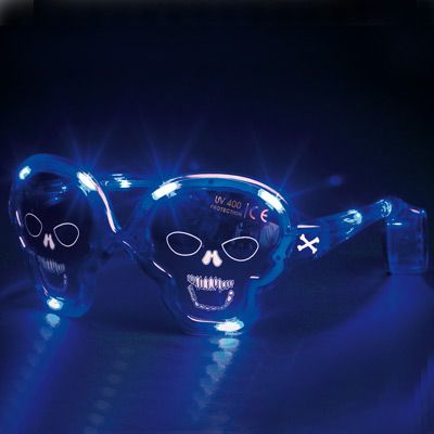 Blinkande partyglasögon dödskalle blå till party, fest, maskerad, halloween