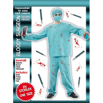 Bloody surgeon, blodig kirurg party maskeraddräkt one size