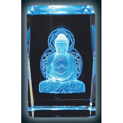 Budda kristallglas kub 8cm