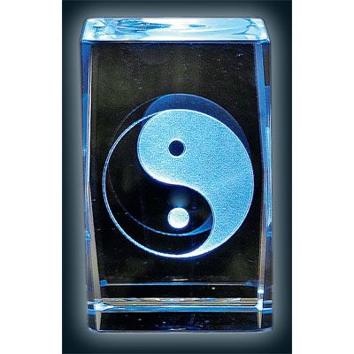 Yin och Yang kristallglas kub 8cm