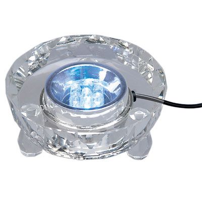 Ljusbox med vit ljus i fasetterat glas inklusive adapter, diameter 8cm