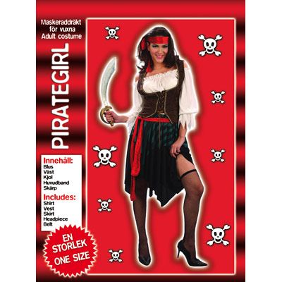 Piratgirl pirattjej party maskeraddrkt one size
