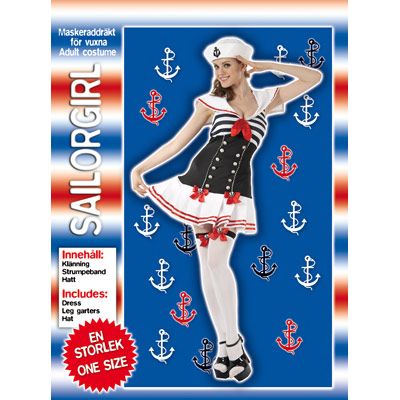 Sailor girl sjmanstjej party maskeraddrkt en storlek