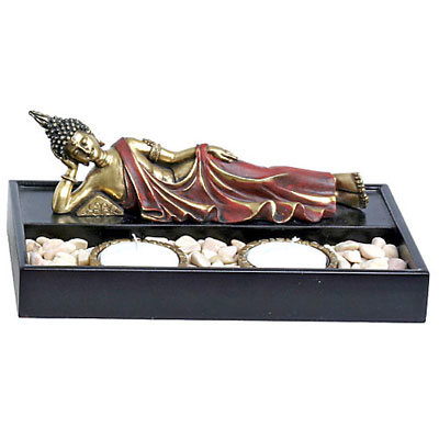 Liggande Budda med värmeljushållare 19cm